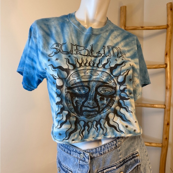 Sublime Blue Tie-Dye Graphic Cropped T-Shirt Medium - Picture 1 of 3